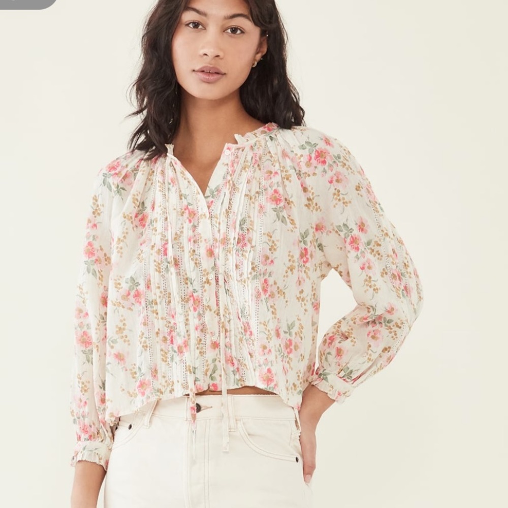 THE GREAT, The Valley Top in Pink Sweet Pea Floral, Size 0